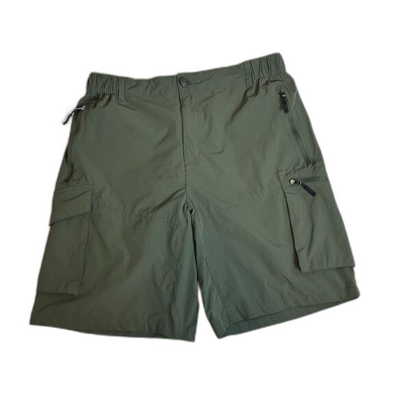 Men’s Outdoor Cargo Hiking Shorts Bundle 2 Green Nylon Spandex Pockets Size L - Picture 2 of 15